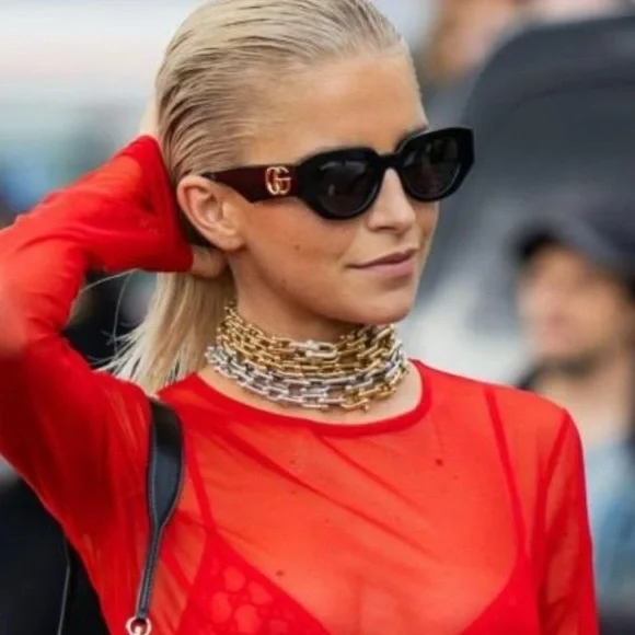 NEW GUCCI GG1421S 001 WOMEN BLACK SUNGLASSES GUCCI - Picture 5 of 15